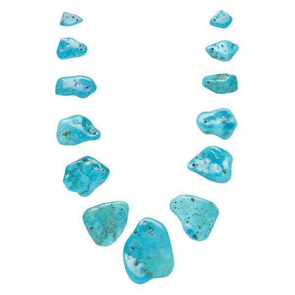 Turquoise 1pkg13, top-drilled freeform bead graduated 8x2mm-32x4mm image number 0
