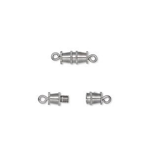 Clasp, barrel, gunmetal-plated brass, 8x4mm. Sold per pkg of 10.