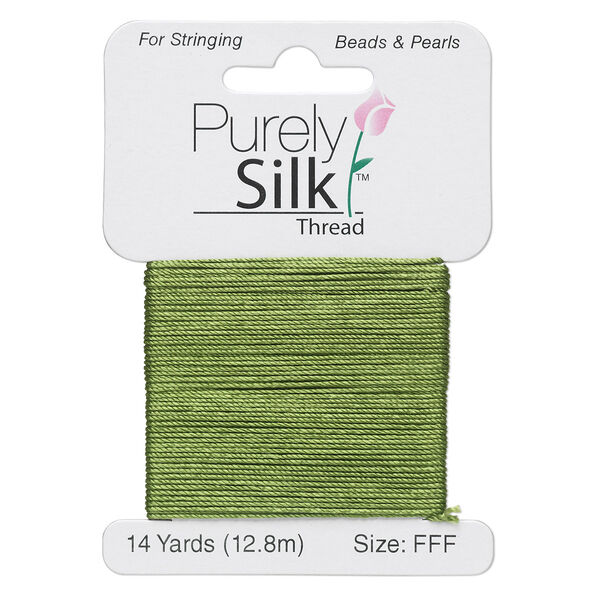 Thread, Purely Silk™, bright green, size FFF. Sold per 14-yard card. image number 0