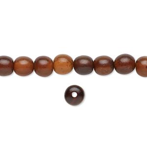 Bead, horn (dyed / waxed), golden, 6mm hand-cut round. Sold per 15-1/2" to 16" strand.