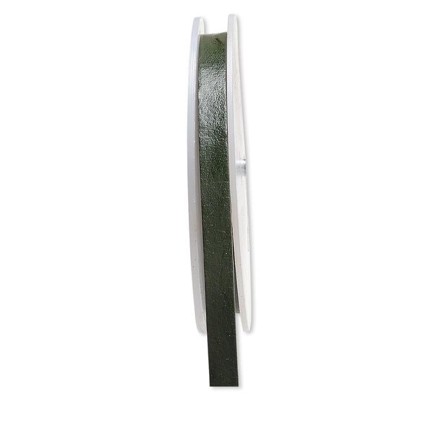 Cord, leather, green, 8mm flat. Sold per 25-yard spool. image number 0