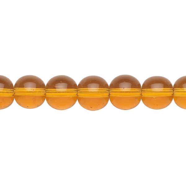 Bead, glass, amber yellow, 8mm round. Sold per 36-inch strand. image number 0