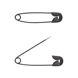 Safety pin, black-finished steel, 1 inch. Sold per pkg of 25.