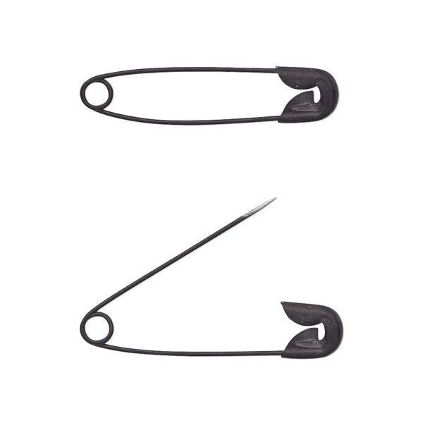 Safety pin, black-finished steel, 1 inch. Sold per pkg of 25. image number 0