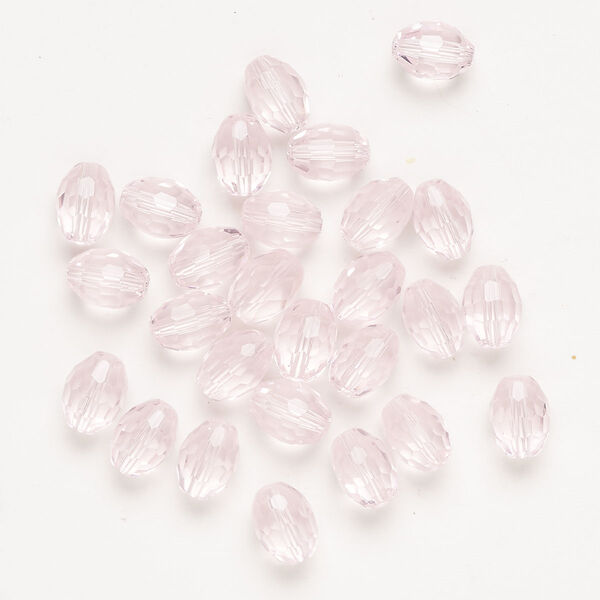 Glass 1pkg27, faceted oval bead pink 10x7mm-11x8mm image number 0