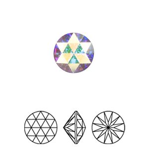 Round stone 2pk crystal AB foil back, Crystal Passions® 11.8mm rose cut round 1401