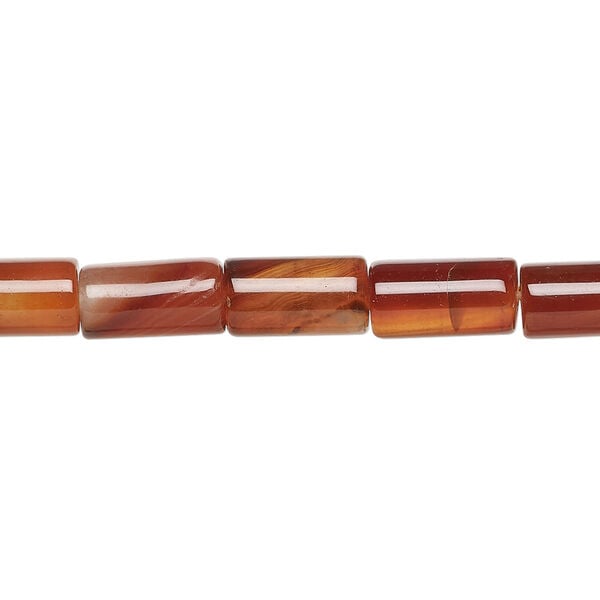 Red agate 1pkg1, round tube bead, 15 inch 9x6mm-11x6mm dark image number 0