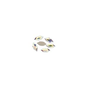 Flat back 6pk crystal AB foil back, Crystal Passions® 4x1.8mm marquise jewel 2201