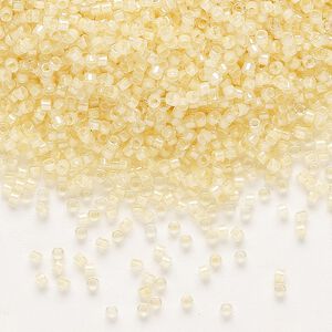 Seed bead, Delica®, glass, pkg/250g, #11 round, translucent ivory-lined luster crystal clear (DB-2371).