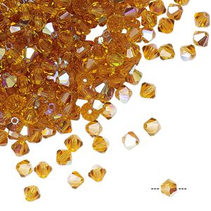 Bead 48pk topaz AB, Preciosa Czech crystal 4mm bicone