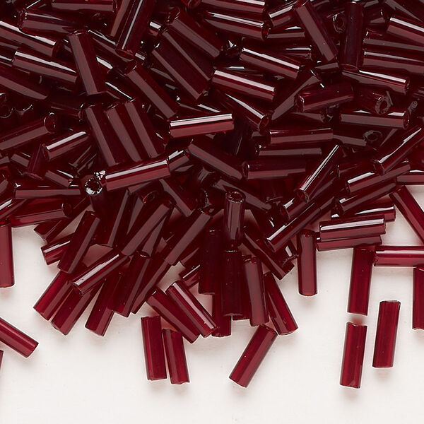 Bead, Preciosa Ornela Czech glass, bugle bead, pkg/50g, 1/4 inch, transparent garnet, (90120). image number 0