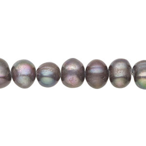 Freshwater pearl 1pkg1, semi-round, 14 inch dark peacock 9-10mm cultured