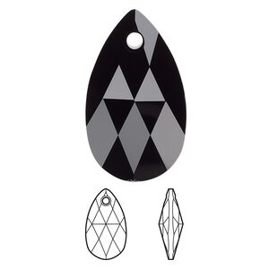 Drop 36pk jet, Swarovski® 28x17mm pendant pear 6106