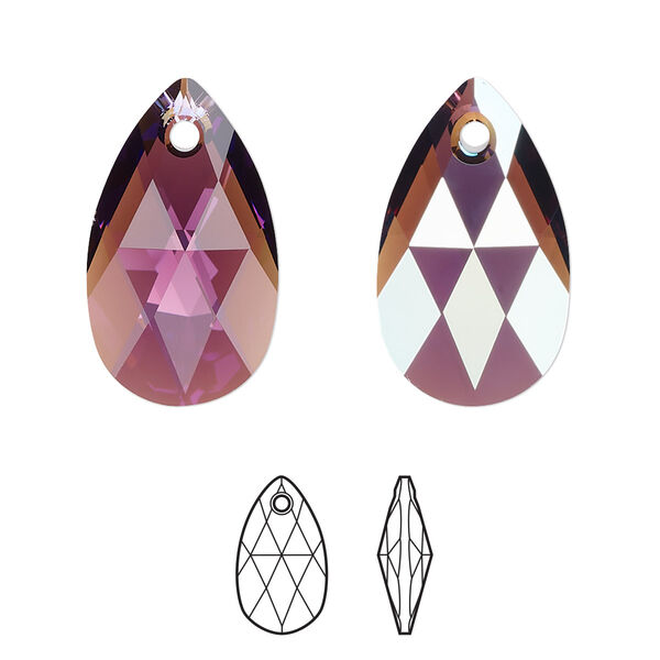 Drop 1pk amethyst shimmer, Crystal Passions® 22x13mm pendant pear 6106 image number 0