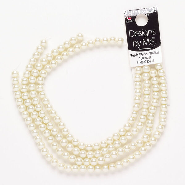 Acrylic 1pkg160 round bead opaque cream pearl 5-6mm image number 0