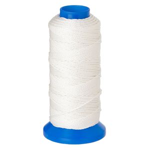Cord, Griffin, nylon, white, 1.5mm, 99.8-pound test. Sold per 80-meter spool.