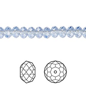 Bead 12pk light sapphire, Crystal Passions® 6x4mm rondelle 5040