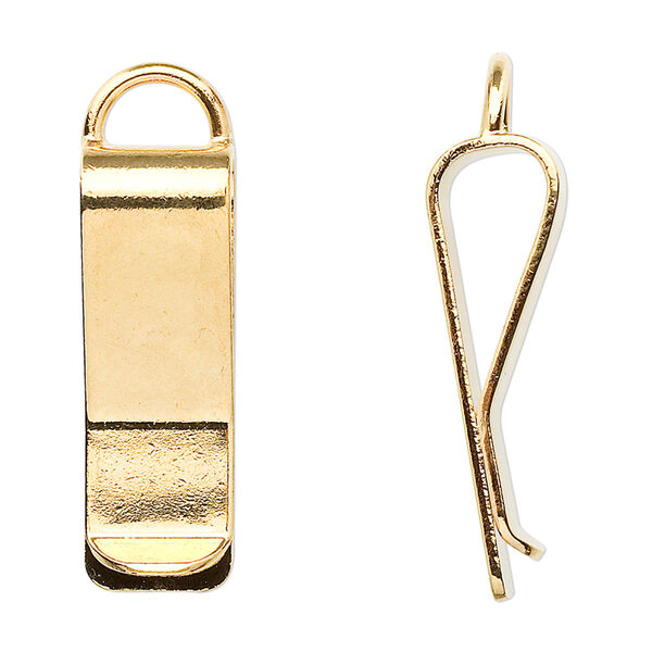 Bookmark clip, gold-plated brass, 30x10mm with loop. Sold per pkg of 10. image number 0
