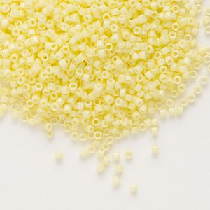 Seed bead, Delica®, glass, pkg/50g, #11 round, Duracoat® opaque outside dyed light lemon ice (DB-2101).