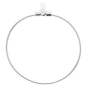 Beading hoop, silver-plated brass, 40mm round with loop. Sold per pkg of 100.
