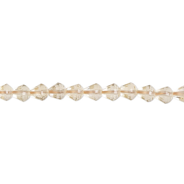 Bead, citrine (heated), light, 4x3mm-5x4mm hand-cut faceted teardrop, B+ grade, Mohs hardness 7. Sold per 15-inch strand, approximately 60 beads. image number 0