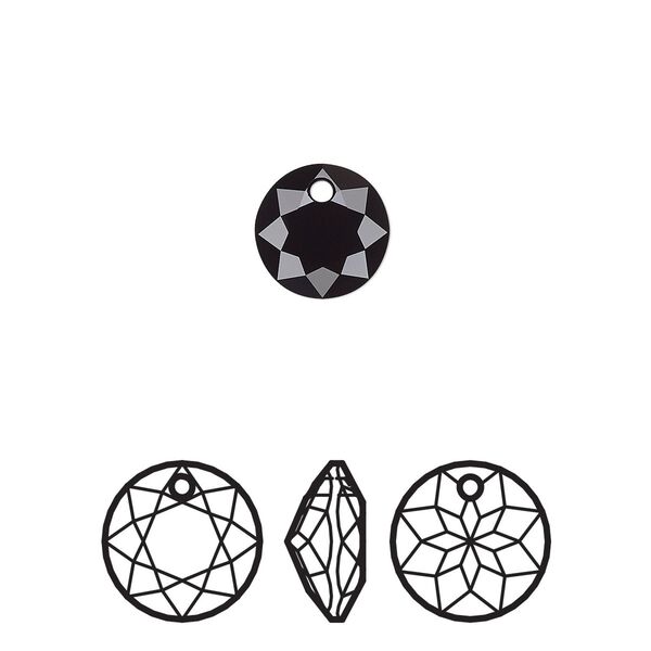 Drop 4pk jet, Crystal Passions® 8mm pendant classic cut 6430 image number 0