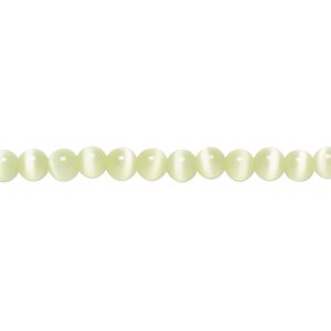 Bead, cat's eye glass (fiber optic glass), light green, 4mm round, quality grade. Sold per 15-1/2" to 16" strand.