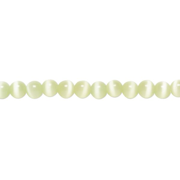 Bead, cat's eye glass (fiber optic glass), light green, 4mm round, quality grade. Sold per 15-1/2" to 16" strand. image number 0