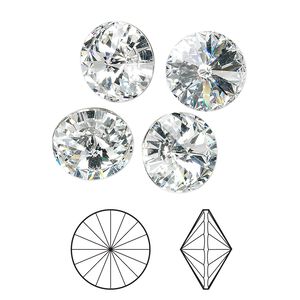 Chaton 4pk crystal foil back, Crystal Passions® 12mm rivoli 1122