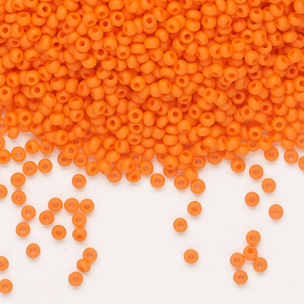 Seed bead, Preciosa Ornela Czech glass, pkg/500g, #11 rocaille, opaque matte orange, (93140). image number 0
