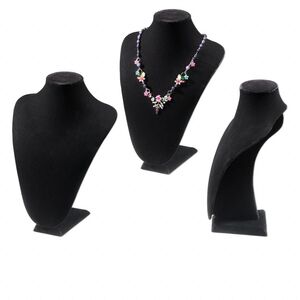 Display, necklace, velveteen, black, 12 x 9 x 4-1/4 inches. Sold individually.