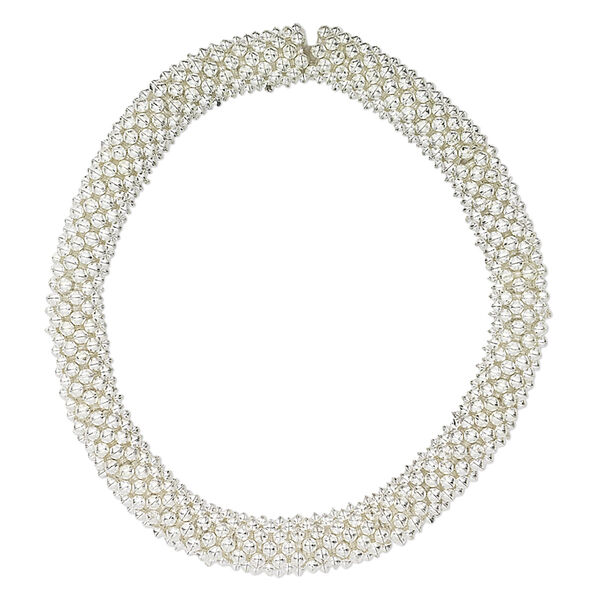 Bracelet, stretch, silver-colored plastic, 8x2mm beaded rondelle, 6 inches. Sold individually. image number 0
