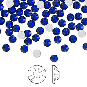 Flat back 144pk cobalt blue foil back, Preciosa VIVA 12® Czech crystal rhinestone 3.8-4mm chaton rose round SS16