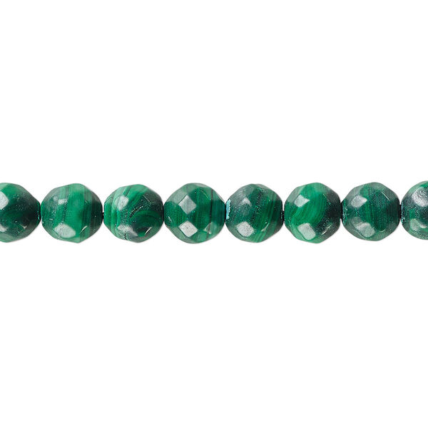 Malachite 1pkg1, faceted round bead natural B grade, 8 inch 8mm image number 0