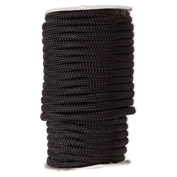 Cord, nylon, black, 8mm braided. Sold per 60-foot spool. image number 0