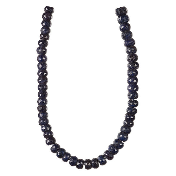 Blue sapphire 1pkg1, hand-cut faceted rondelle bead 14 inch graduated 11x8mm-14x10mm image number 0