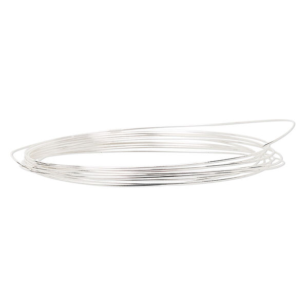 Wire, sterling silver, full-hard, round, 26 gauge. Sold per 25-foot spool. image number 0