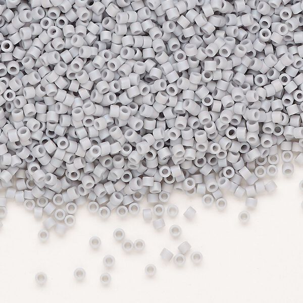 Seed bead, Delica®, glass, pkg/7.5g, #11 round, opaque matte rainbow ghost grey (DB-1598). image number 0