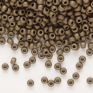 Seed bead, Miyuki, glass, 1pkg10g, #8 rocaille, opaque matte metallic dark bronze (RR-2006)