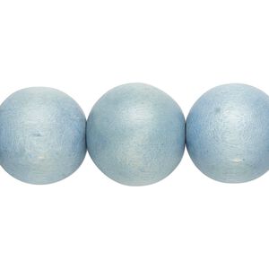 Bead, Taiwanese cheesewood (dyed / waxed), light blue, 15-16mm round. Sold per 15-1/2" to 16" strand.