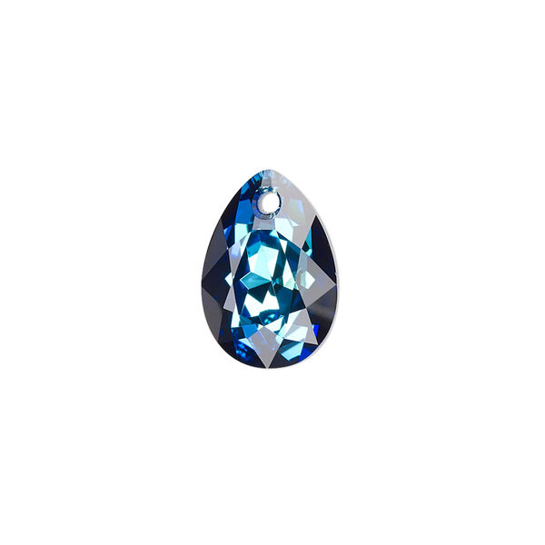 Drop 12pk crystal Bermuda blue P, Crystal Passions® 16x11mm pendant pear cut 6433 image number 0