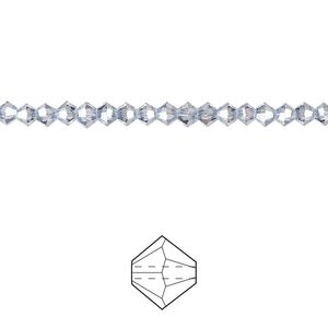 Bead 144pk translucent crystal silver night, Celestial Crystal® 3mm bicone