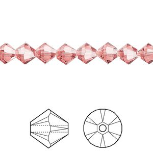 Bead 24pk rose peach, Crystal Passions® 6mm bicone 5328