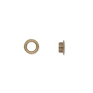 Grommet, glue-in, antique gold-plated brass, 7mm round, 4.5mm inside diameter. Sold per pkg of 100.