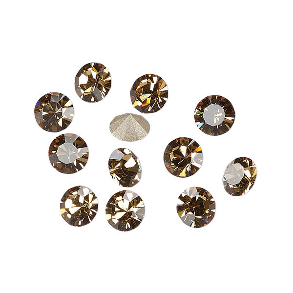 Chaton 12pk light Colorado topaz foil back, Preciosa MAXIMA Czech crystal rhinestone 6.14-6.32mm 15-cut faceted round SS29 image number 0