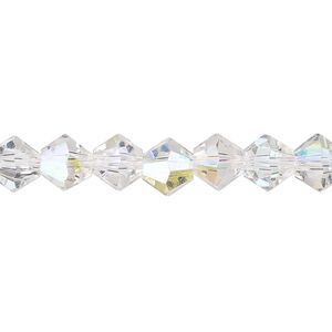Bead 1pk transparent clear AB, Celestial Crystal® 8mm bicone 15.5-16 inch