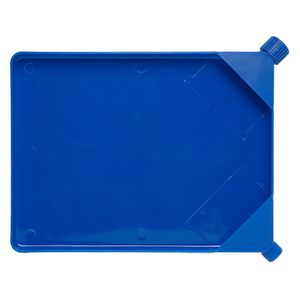 Funnel tray, plastic, blue, 8-1/2 x 6-1/4 inch rectangle with 7.5mm and 12mm funnel tubes with twist-off caps. Sold individually.