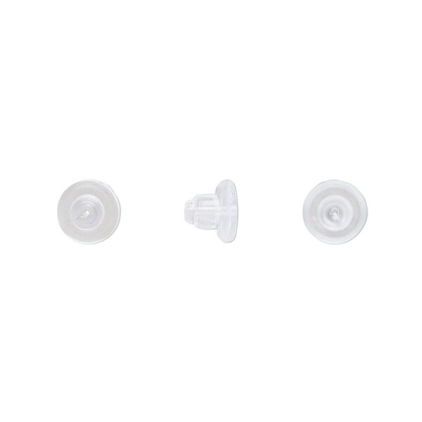 Earnut 1pkg100, 6.5x5mm disc, "rubber" clear 50 pair image number 0