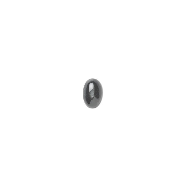 Cabochon, black star diopside (natural), 6x4mm non-calibrated oval, C grade, Mohs hardness 5-1/2 to 6. Sold per pkg of 4. image number 0