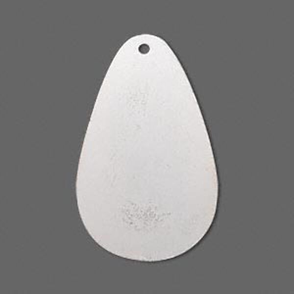 Focal, silver-plated brass, 34x20mm double-sided top-drilled teardrop. Sold per pkg of 6. image number 0